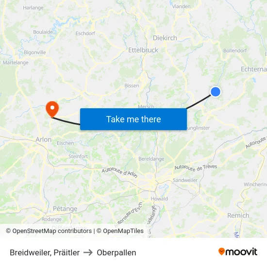 Breidweiler, Präitler to Oberpallen map
