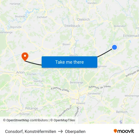 Consdorf, Konstrëfermillen to Oberpallen map