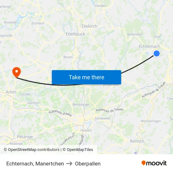 Echternach, Manertchen to Oberpallen map