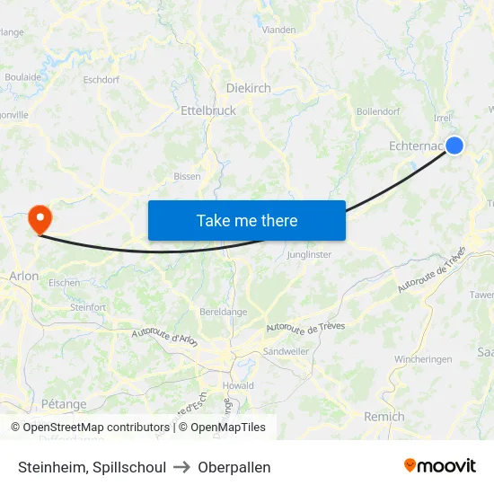 Steinheim, Spillschoul to Oberpallen map