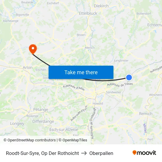 Roodt-Sur-Syre, Op Der Rothoicht to Oberpallen map