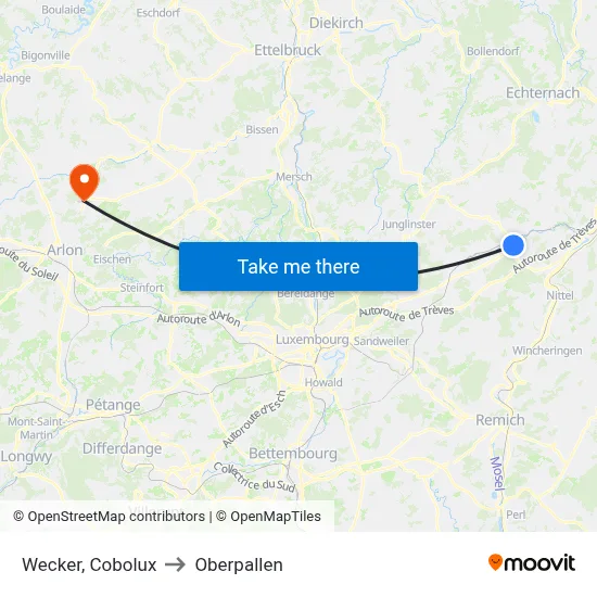 Wecker, Cobolux to Oberpallen map