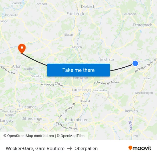 Wecker-Gare, Gare Routière to Oberpallen map