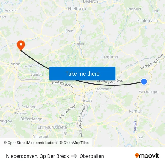 Niederdonven, Op Der Bréck to Oberpallen map