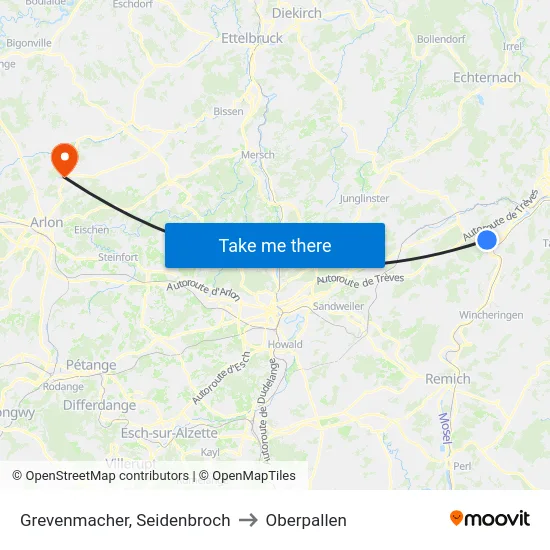 Grevenmacher, Seidenbroch to Oberpallen map