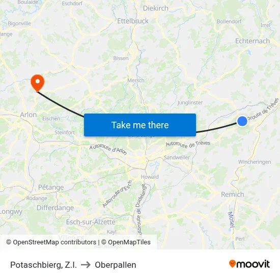 Potaschbierg, Z.I. to Oberpallen map