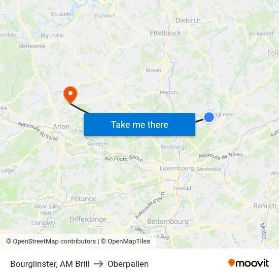 Bourglinster, AM Brill to Oberpallen map