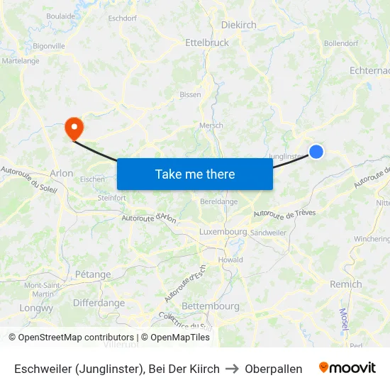 Eschweiler (Junglinster), Bei Der Kiirch to Oberpallen map