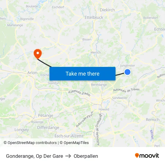Gonderange, Op Der Gare to Oberpallen map