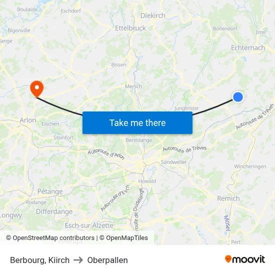 Berbourg, Kiirch to Oberpallen map