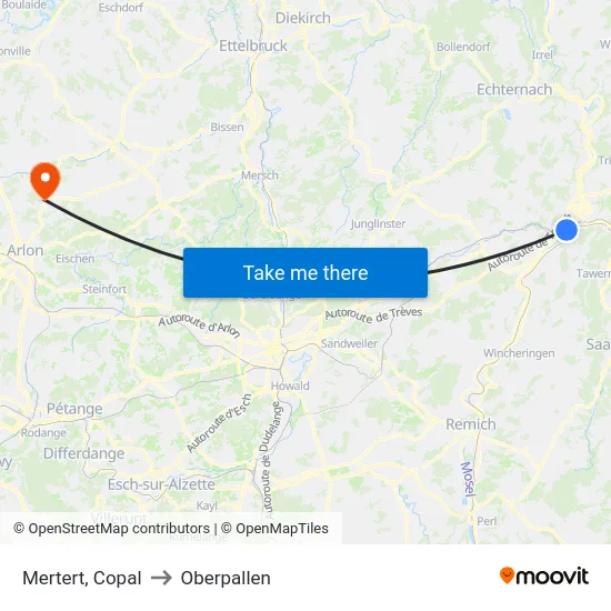 Mertert, Copal to Oberpallen map