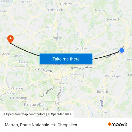 Mertert, Route Nationale to Oberpallen map
