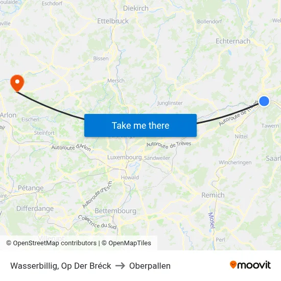 Wasserbillig, Op Der Bréck to Oberpallen map