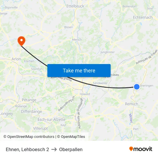 Ehnen, Lehboesch 2 to Oberpallen map
