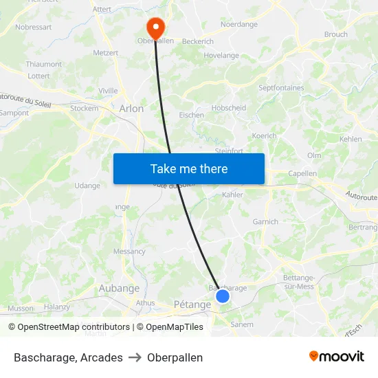 Bascharage, Arcades to Oberpallen map