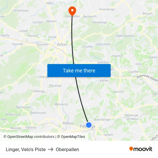 Linger, Velo's Piste to Oberpallen map