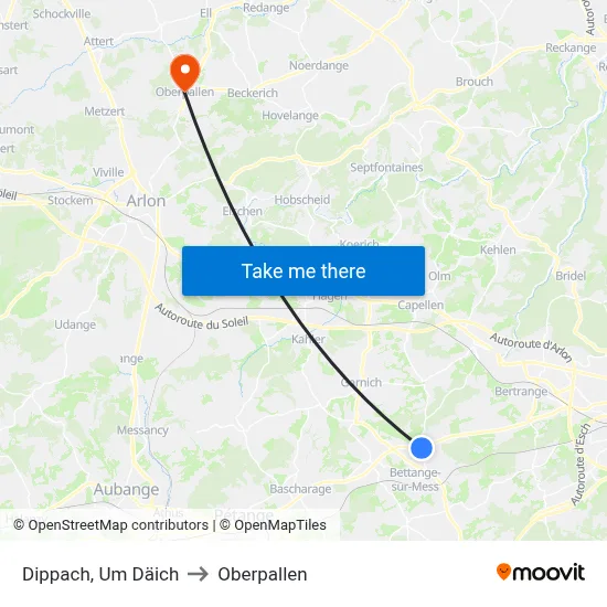 Dippach, Um Däich to Oberpallen map
