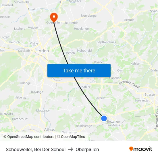 Schouweiler, Bei Der Schoul to Oberpallen map