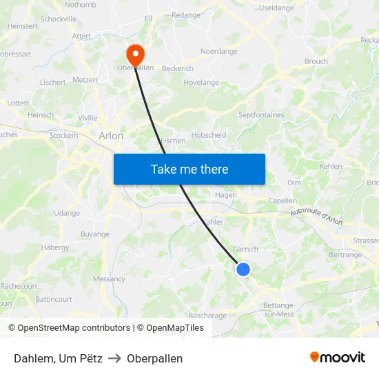 Dahlem, Um Pëtz to Oberpallen map