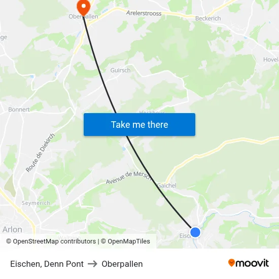 Eischen, Denn Pont to Oberpallen map