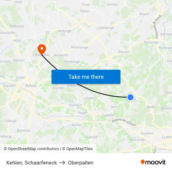 Kehlen, Schaarfeneck to Oberpallen map