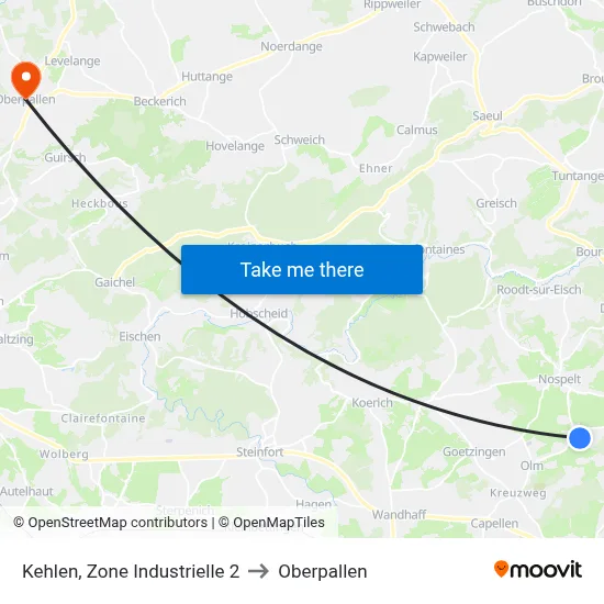 Kehlen, Zone Industrielle 2 to Oberpallen map