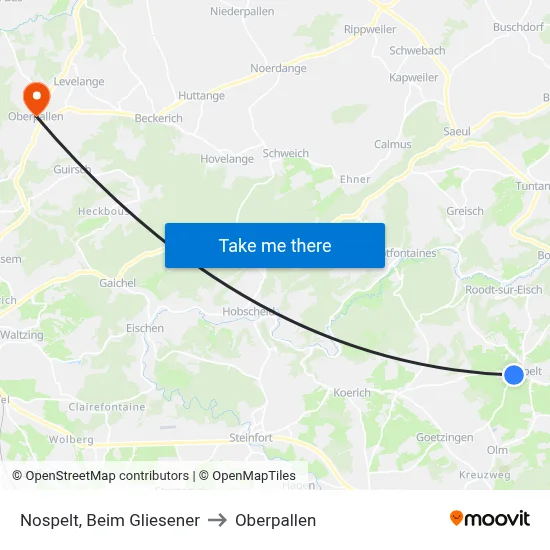 Nospelt, Beim Gliesener to Oberpallen map