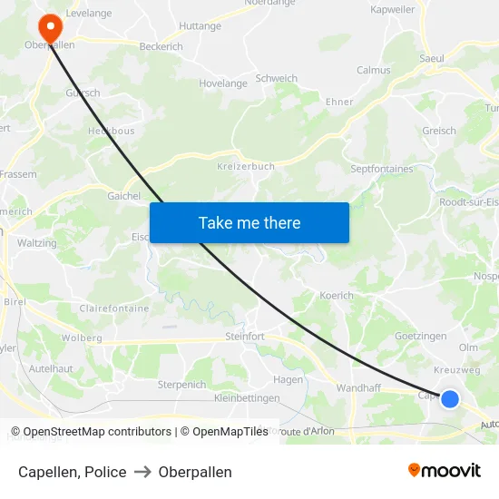 Capellen, Police to Oberpallen map