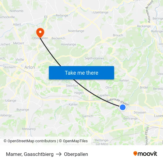 Mamer, Gaaschtbierg to Oberpallen map