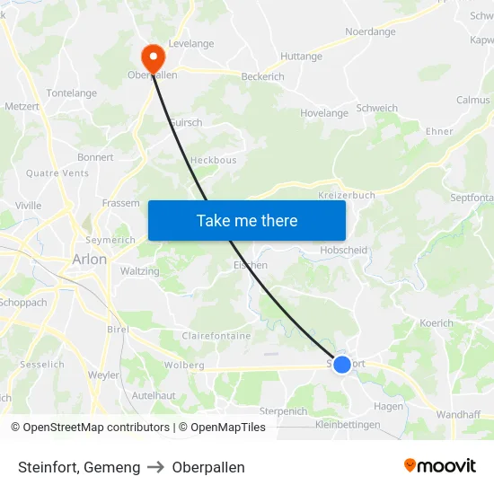 Steinfort, Gemeng to Oberpallen map