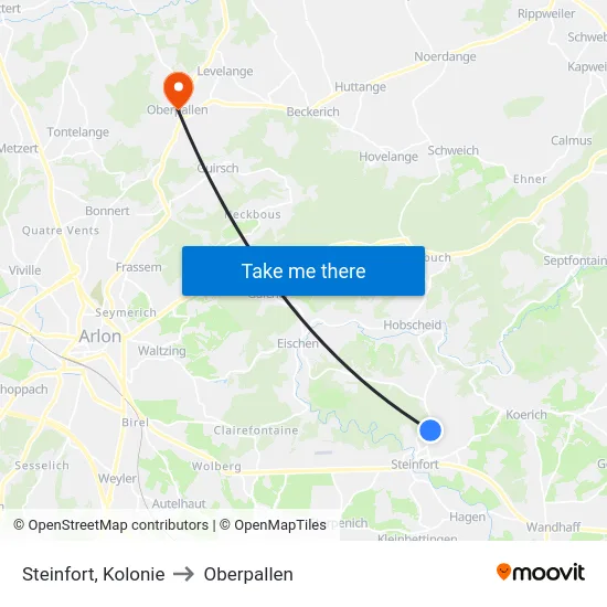 Steinfort, Kolonie to Oberpallen map