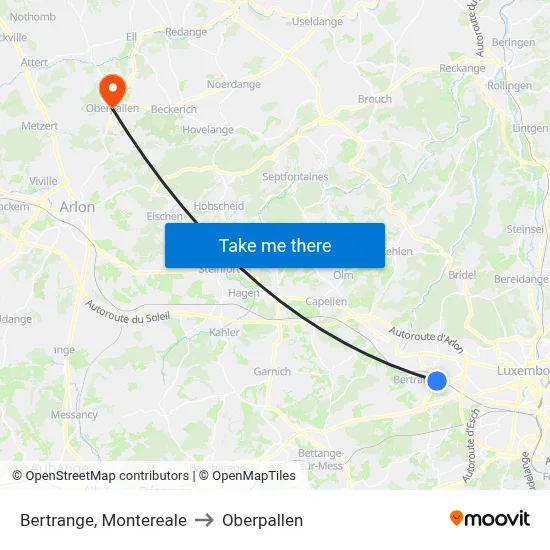 Bertrange, Montereale to Oberpallen map
