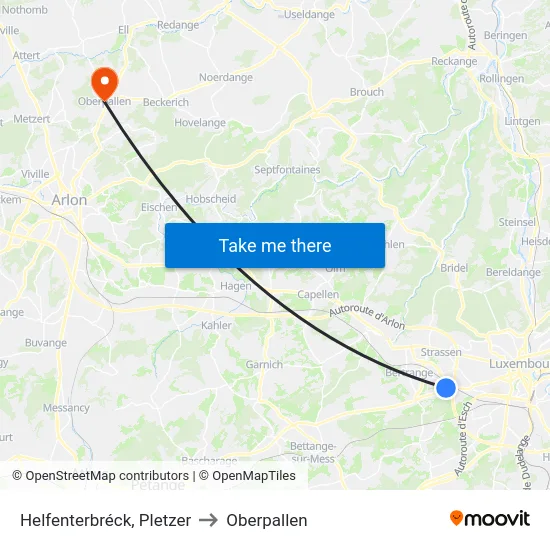 Helfenterbréck, Pletzer to Oberpallen map