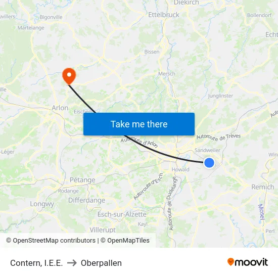 Contern, I.E.E. to Oberpallen map