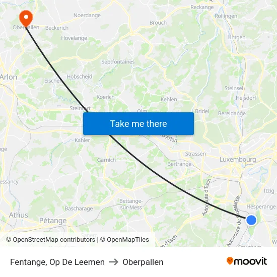 Fentange, Op De Leemen to Oberpallen map