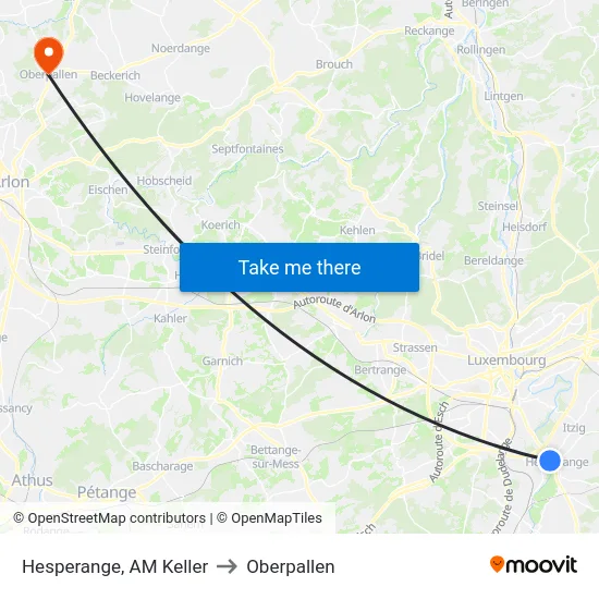Hesperange, AM Keller to Oberpallen map