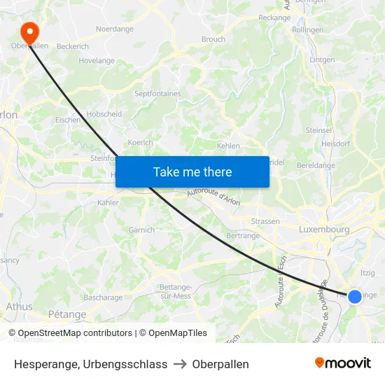 Hesperange, Urbengsschlass to Oberpallen map