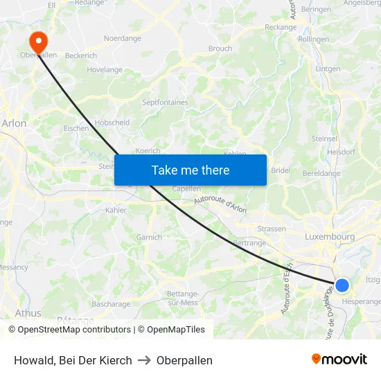Howald, Bei Der Kierch to Oberpallen map