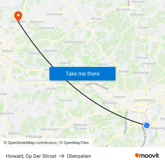 Howald, Op Der Stirzel to Oberpallen map