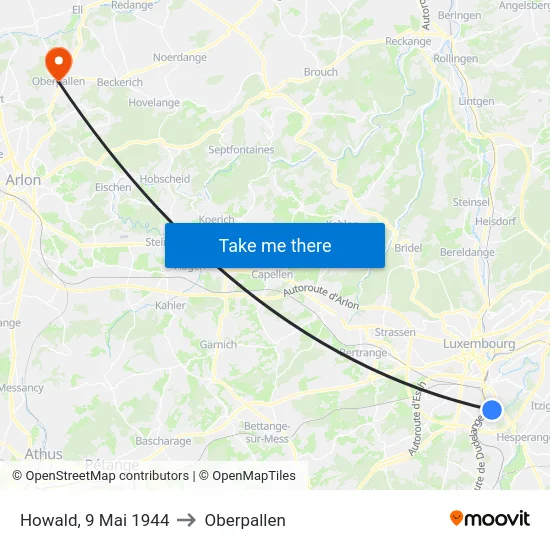 Howald, 9 Mai 1944 to Oberpallen map