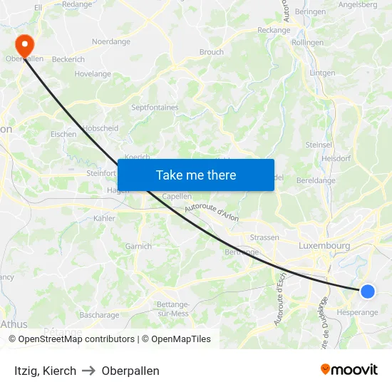 Itzig, Kierch to Oberpallen map