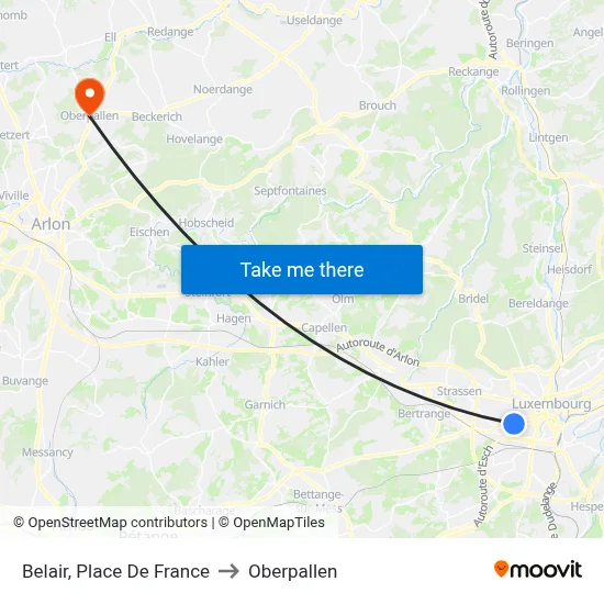 Belair, Place De France to Oberpallen map