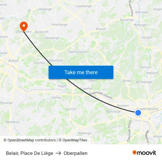 Belair, Place De Liège to Oberpallen map