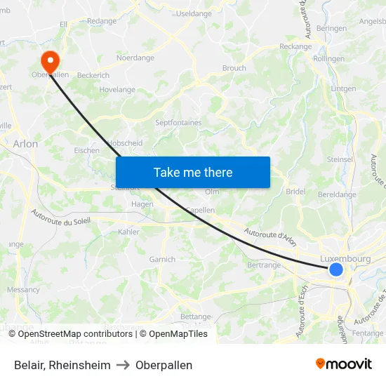 Belair, Rheinsheim to Oberpallen map