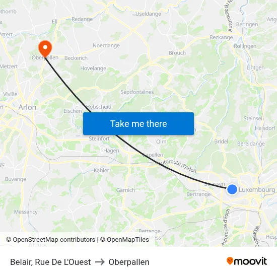 Belair, Rue De L'Ouest to Oberpallen map