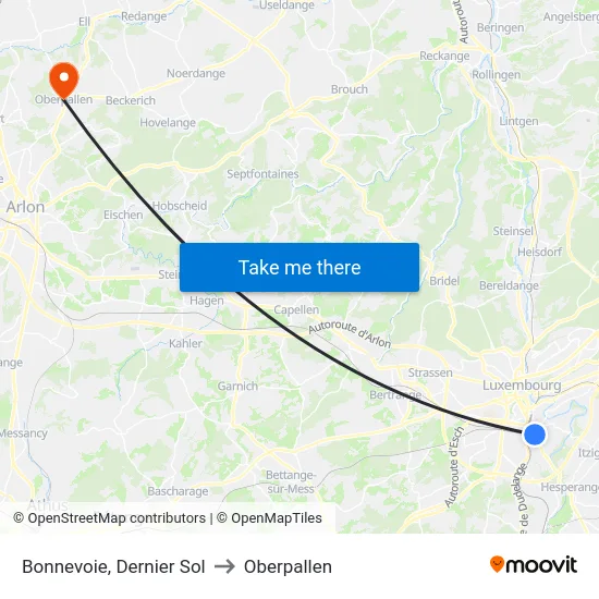 Bonnevoie, Dernier Sol to Oberpallen map