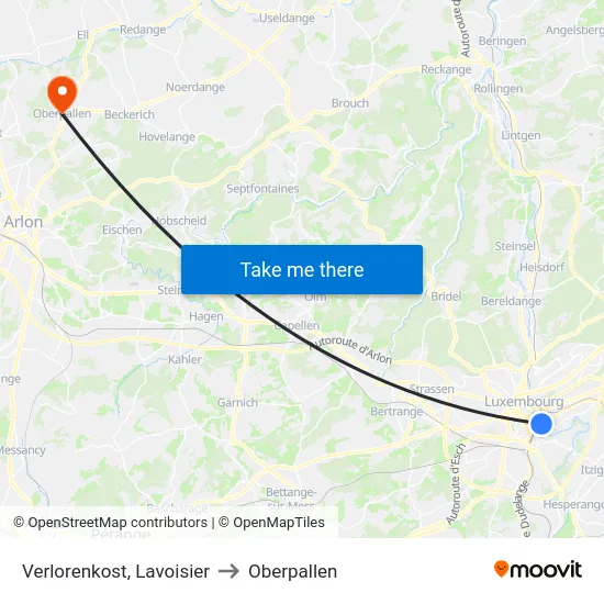 Verlorenkost, Lavoisier to Oberpallen map