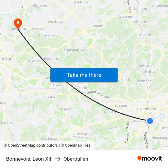 Bonnevoie, Léon XIII to Oberpallen map