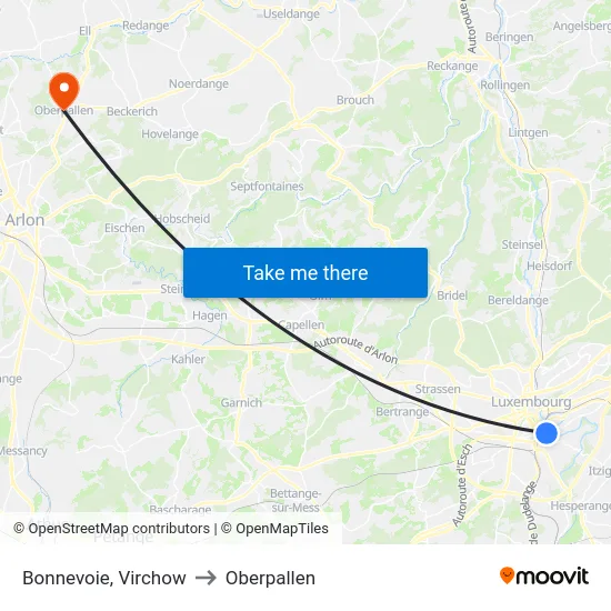 Bonnevoie, Virchow to Oberpallen map