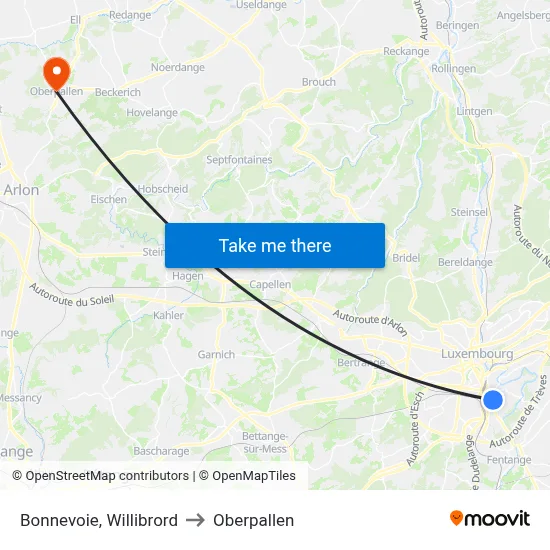 Bonnevoie, Willibrord to Oberpallen map